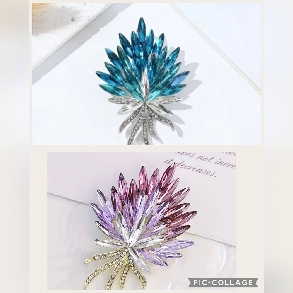 🆕️ OMBRE COLOURED RHINESTONE FAN BROOCH PIN